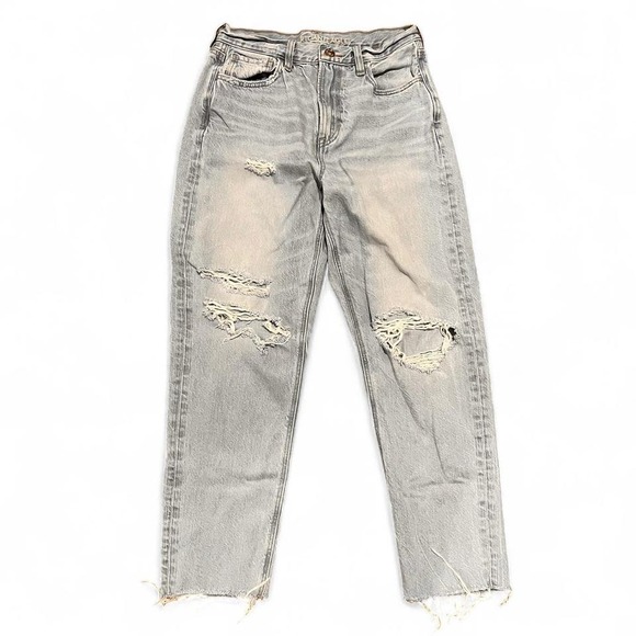 American Eagle Outfitters Denim - American Eagle Mom Jeans Size 4 Short Light Wash High Rise Distressed